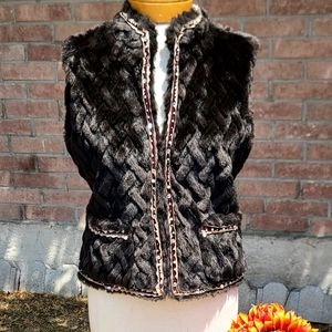 Baxis & Baxis solid brown faux fur vest
